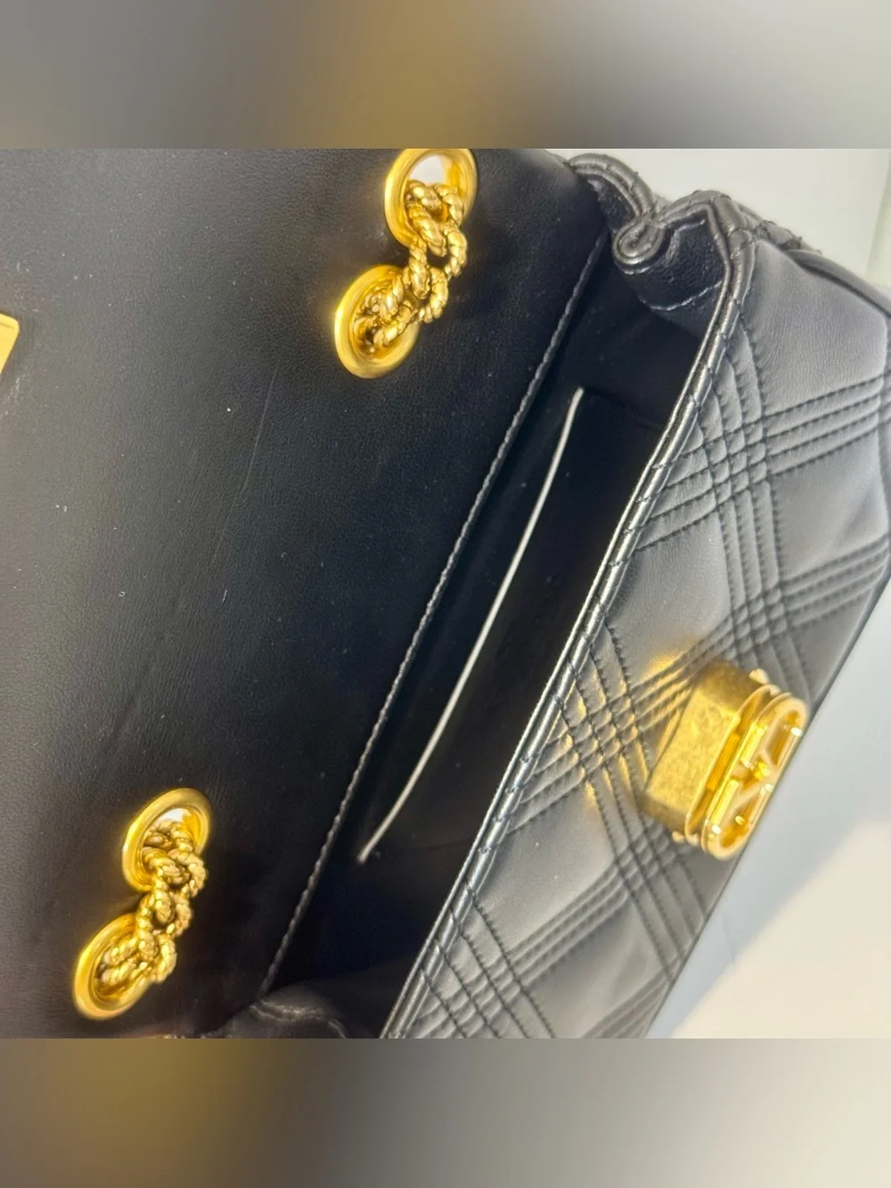 Valentino Garavani Black Quilted Leather Shoulder Bag with Gold Hardware